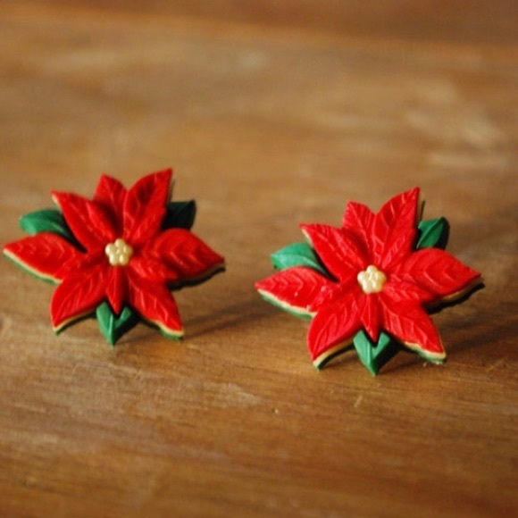 Jewelry - Poinsettia Earrings - Christmas Earrings 🎄